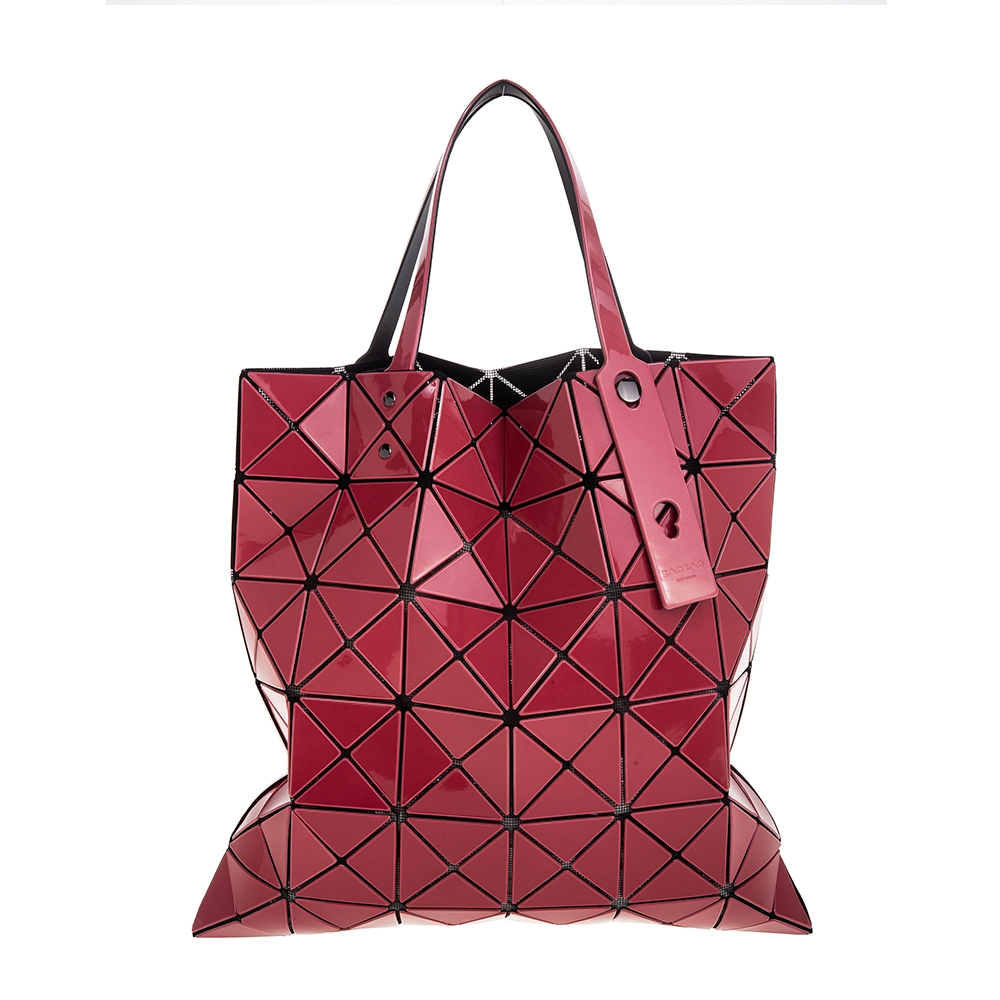 ISSEY MIYAKE 三宅一生BAOBAO 新雙色亮面三角格灰底6x6手提包