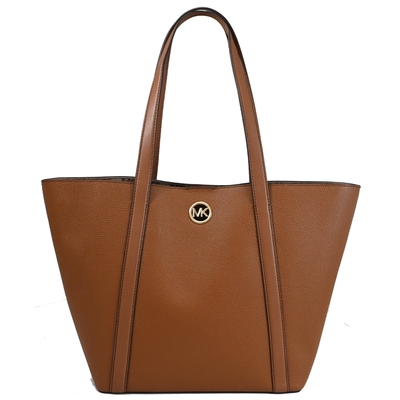 MICHAEL KORS HADLEIGH 經典MK LOGO大容量皮革肩背托特包(焦糖棕)