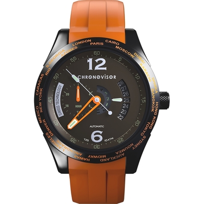 Chronovisor Watch 格樂威治 PIONEER系列 獨立三針機械腕錶-43mm橘 CVGM7102-R-OR