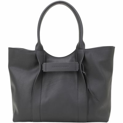 LONGCHAMP 3D 大型 壓紋小牛皮手提 肩背托特包(L/黑色)