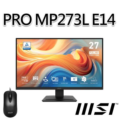 【滑鼠組】msi微星 PRO MP273L E14 27吋 平面螢幕 (27 /1920x1080/16:9/144Hz/IPS)