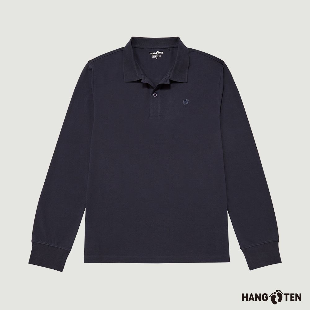 Hang Ten-男裝-經典長袖POLO衫-丈青