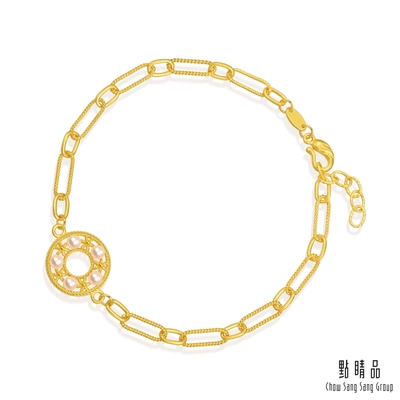點睛品 鏤空圓環 黃金珍珠手鍊