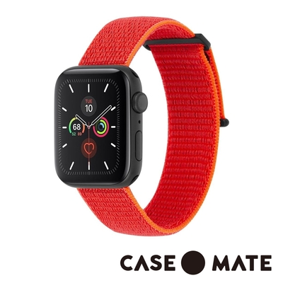美國 CASE●MATE Apple Watch 5代通用 42-44mm 尼龍運動型舒適錶帶 - 霓虹橘