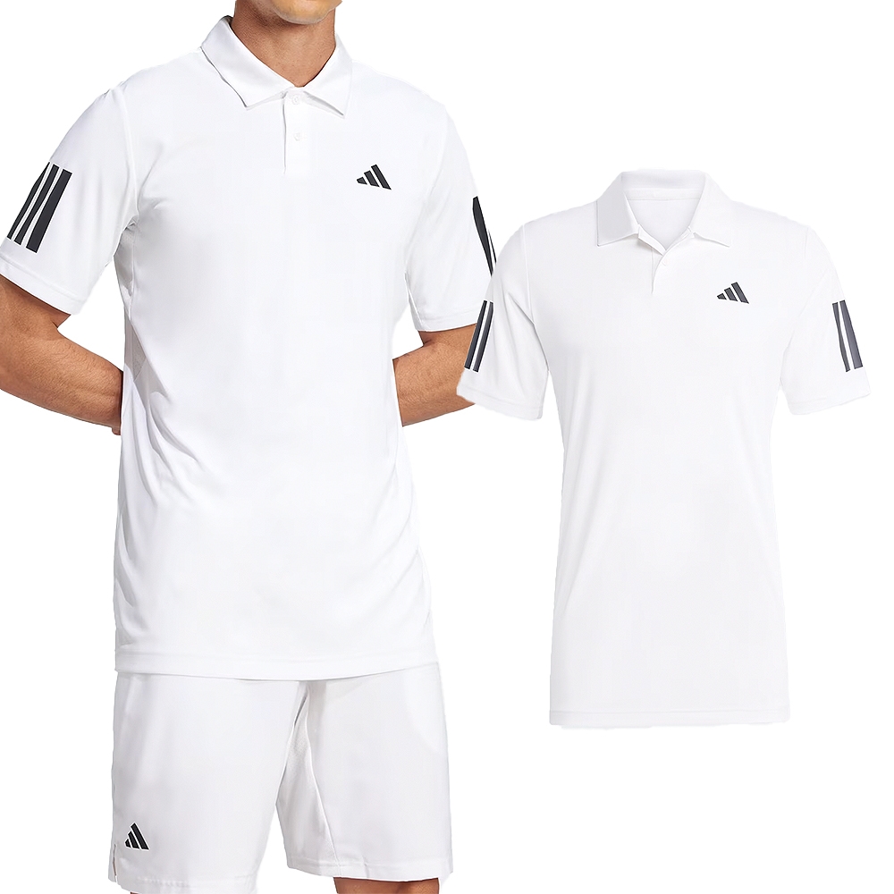 Adidas Club 3STR Polo 男款 白色 運動 休閒 Polo衫 亞規 吸濕 排汗 短袖 JE0412