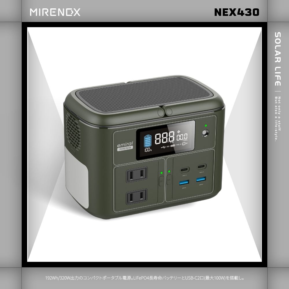 日本emirai MIRENEX 儲能小瓦力PRO 200W/192Wh/60000mAh NEX430.行動