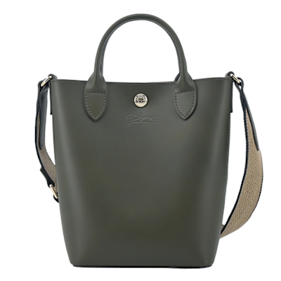 LONGCHAMP ÉPURE系列滑面牛皮手提/斜背兩用包(迷你/卡其綠)