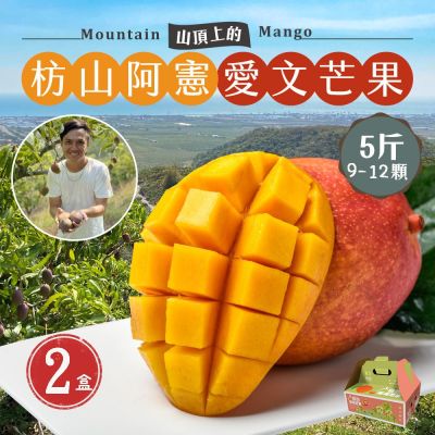 【初品果】屏東青農楊忠憲 枋山阿憲愛文芒果禮盒5斤9-12顆x2盒 5/1起陸續開始出貨