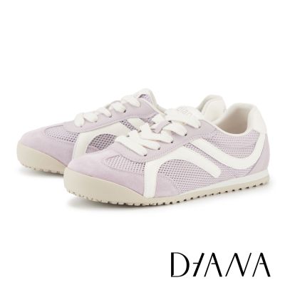 DIANA 舒適造型線條異材質綁帶休閒鞋 紫色