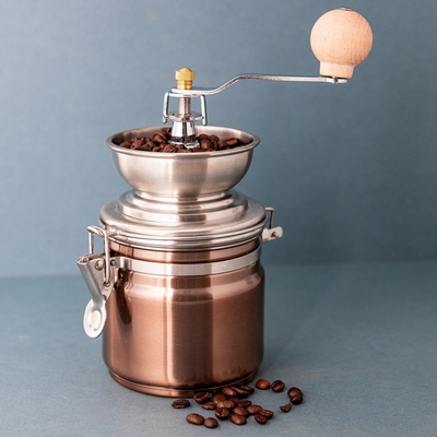 《La Cafetiere》英國 銅面手搖咖啡磨豆機- 咖啡研磨機 咖啡模豆機 磨粉機