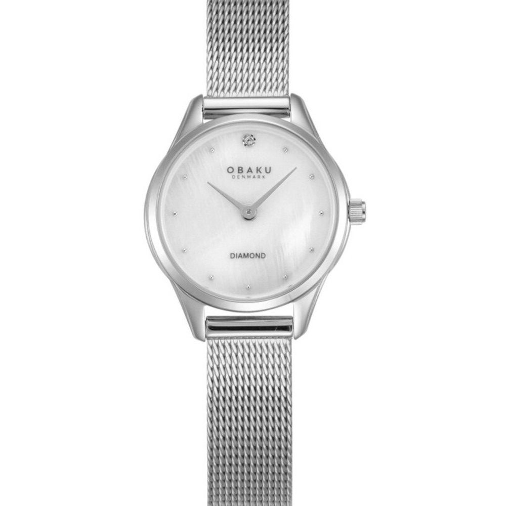 OBAKU 十二星鑽珍珠貝面盤設計腕錶-時尚銀(V297SXCWMC) | OBAKU