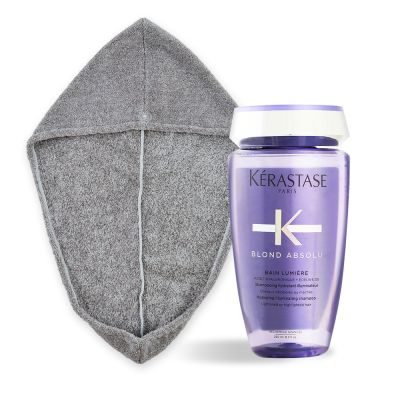 *KERASTASE 卡詩 燦金絕色護色保濕洗髮精250ml+快乾吸水包頭巾/擦髮巾超值組