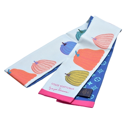 LOUIS VUITTON路易威登 LV M78391聯名YK Pumpkin南瓜圖案長絲巾(藍色)