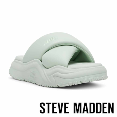 STEVE MADDEN-交叉寬帶厚底拖鞋 SPINNER-綠色