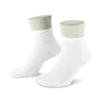 Nike 短襪 Everyday Plus Cushioned Training 白綠 雙層襪 休閒襪 襪子 DH4058-105