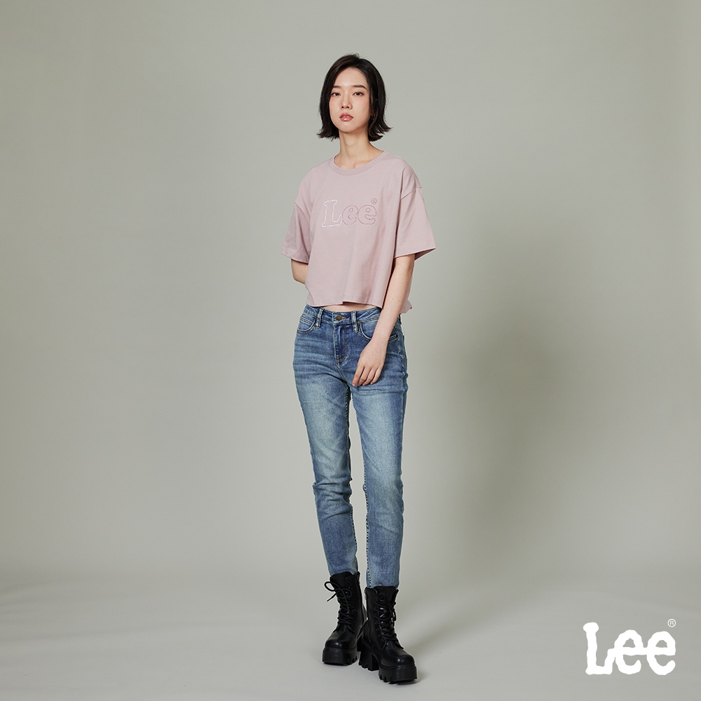 Lee 女款 433 高腰修身窄管牛仔褲 中藍洗水｜Modern