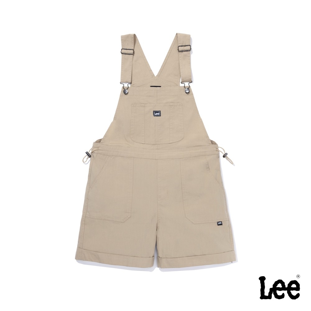 Lee 女款 季節性版型 休閒吊帶短褲 奶茶棕