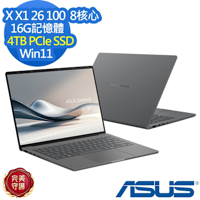 ASUS華碩 ASUS UX3407QA 14吋效能筆電X X1 26 100/16G/4TB PCIe SSD/Vivobook 16/冰岩灰/特仕版