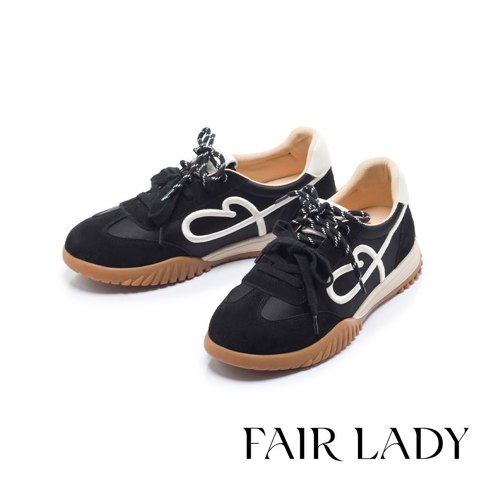 FAIR LADY 軟實力 復古拼色雙綁帶休閒鞋 黑 (5M3279)