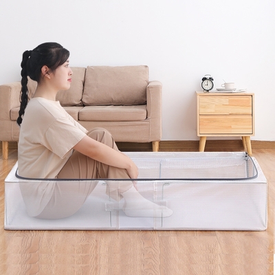 透明防水居家床底耐重收納箱47x80cm (大號56L 可折疊 防塵衣物 床底 棉被收納 整理箱)(買1送1)
