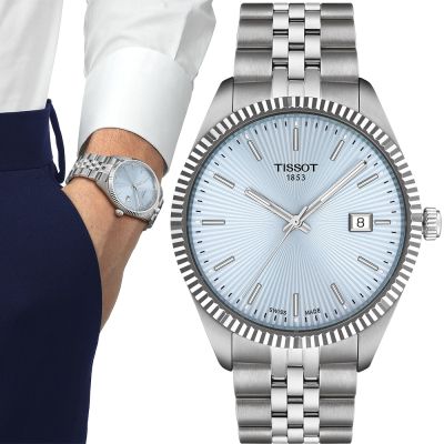 TISSOT 天梭 官方授權 T156.410.11.351.00 Ballade 冰藍面石英手錶 618質感盛典 送禮首選-40mm T1564101135100