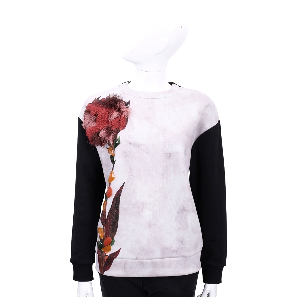 MaxMara副牌-SPORTMAX 印花長袖上衣-多款可選 (黑色立體花朵設計)