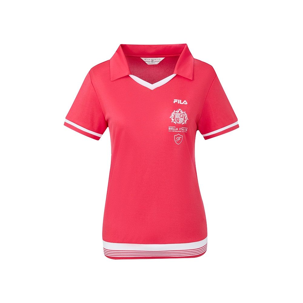 FILA 女短袖POLO衫-紅色 5POA-1741-RD