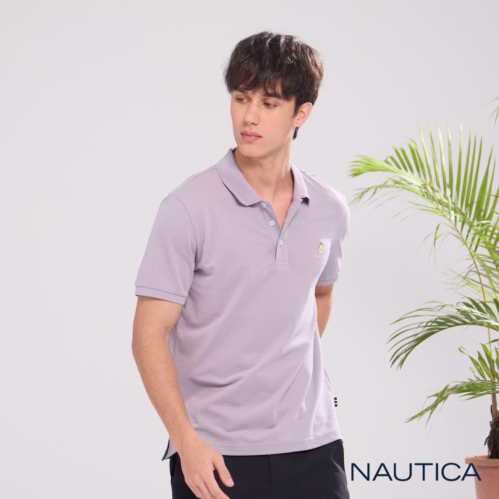 Nautica 官方旗艦 男裝 梨子刺繡涼感短袖POLO衫-紫色