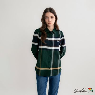 Arnold Palmer -女裝-經典格紋形象款長袖襯衫-綠色