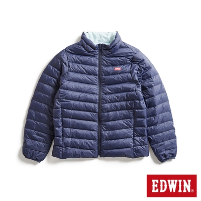 EDWIN 女裝 超輕量雙面穿羽絨外套-丈青色