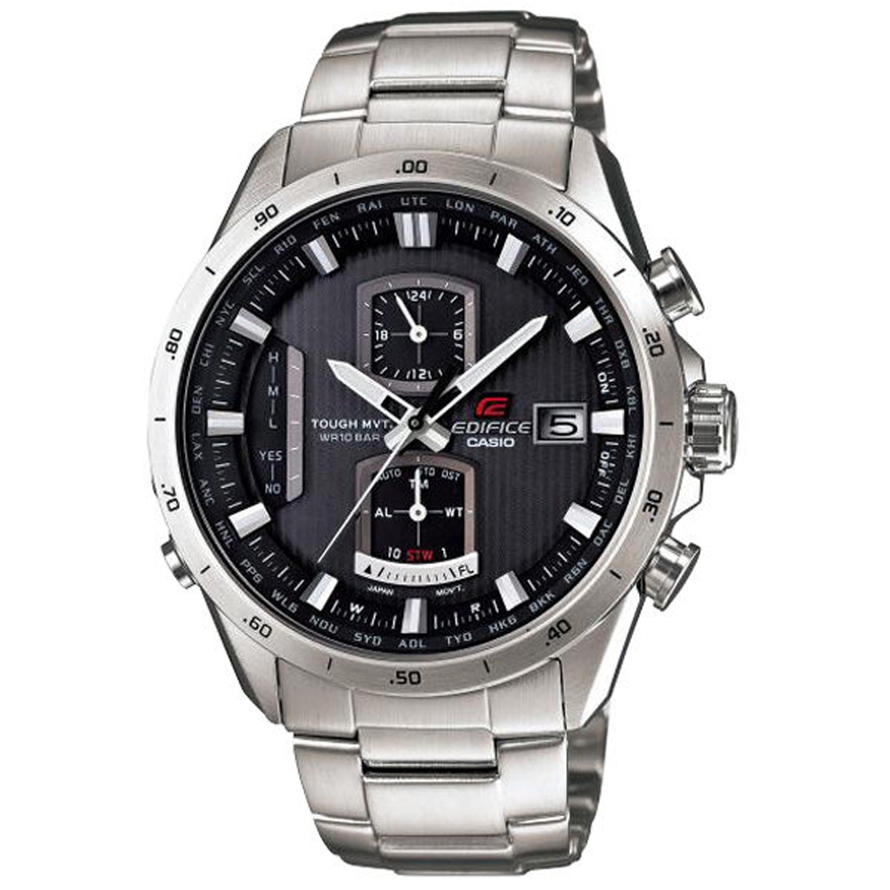 CASIO EDIFICE系列 終極元素太陽能電波運動錶-鋼帶-銀-EQW-A1110D-1ADR