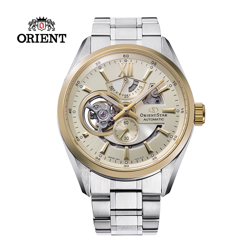 ORIENT STAR 東方之星 OPEN HEART系列 鏤空機械錶 鋼帶款 香檳金色 RE-AV0124G - 41.0mm