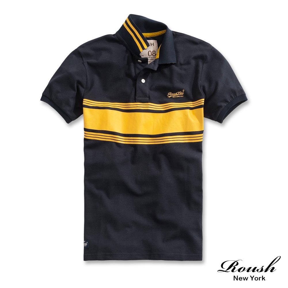 Roush 美式膠印水洗網眼POLO衫(2315117) (深藍)