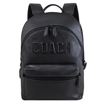 COACH CHARTER 品牌立體LOGO商旅雙層拉鍊後背包(黑)