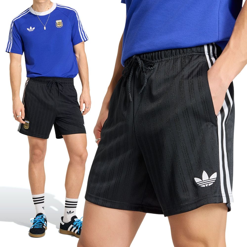 Adidas AFA OG SHO 男款黑色世界盃阿根廷運動寬鬆緹花布中腰足球褲短褲
