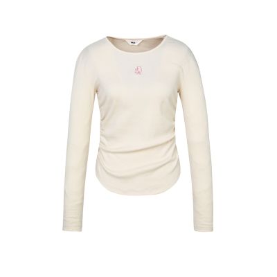FILA官方直營 女長袖圓領T恤-米白 5TEZ-5014-IV