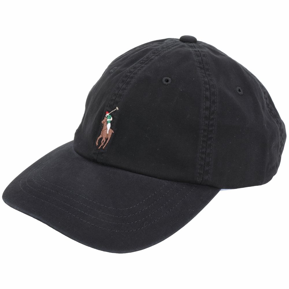 Polo Ralph Lauren 彩色Pony馬皮帶調節棉質棒球帽(黑色)