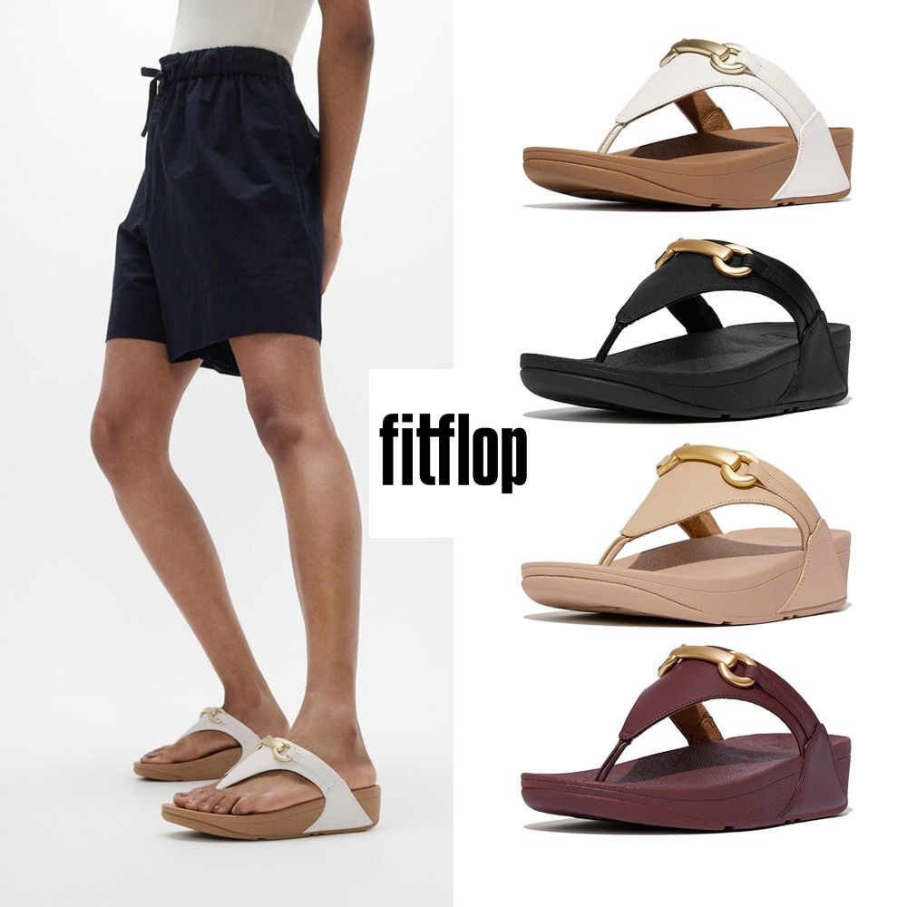 【FitFlop】LULU 馬銜扣皮革夾腳涼鞋-女(多色) (A款-都會白)