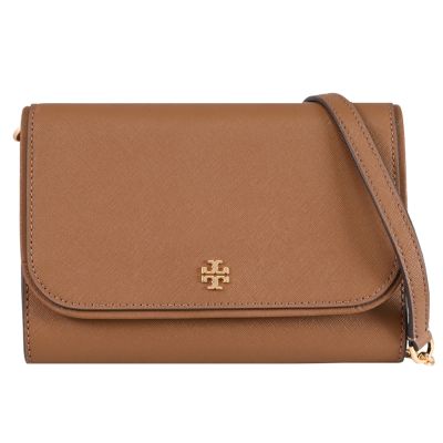 TORY BURCH Emerson 金屬LOGO防刮皮革WOC/斜背鍊包(咖)