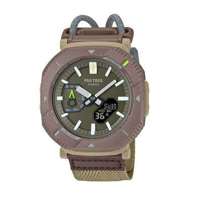 CASIO卡西歐 PRO TREK 超輕型 戶外時尚 旋轉防護錶圈 棕色 藍芽 太陽能電力 PRJ-B001B-5 46mm