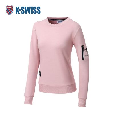 K-SWISS 運動長袖 SL POCKET SWEATSHRT 圓領 女款 橘粉色 197251-698