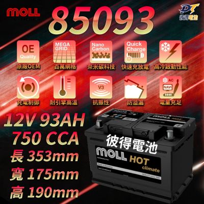 MOLL 85093 HOT Climate電瓶 高性能 12V 83AH 700CCA 免加水汽車電池 德國製