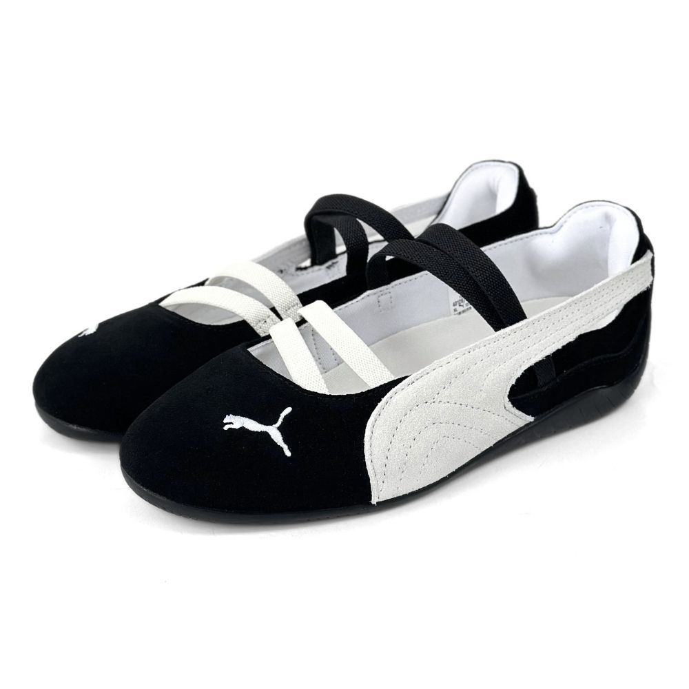PUMA Speedcat Ballet SD 彪馬麂皮芭蕾舞鞋 女 黑白 薄底瑪莉珍賽車鞋 鬆緊帶平底運動休閒鞋 401287-06