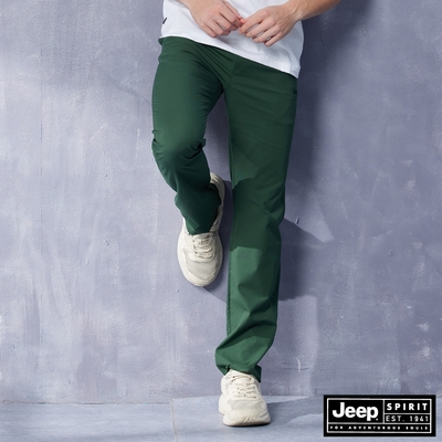 JEEP 男裝 COOL MAX休閒透氣長褲-綠色