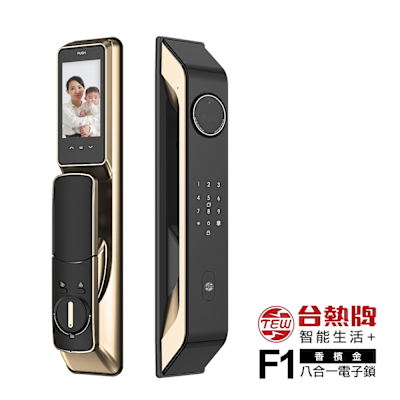 台熱牌TEW 台熱牌推拉式電子鎖F1(掌靜脈/人臉/指紋/密碼/卡片/鑰匙/APP遠端開門/雙向通話)(附基本安裝)