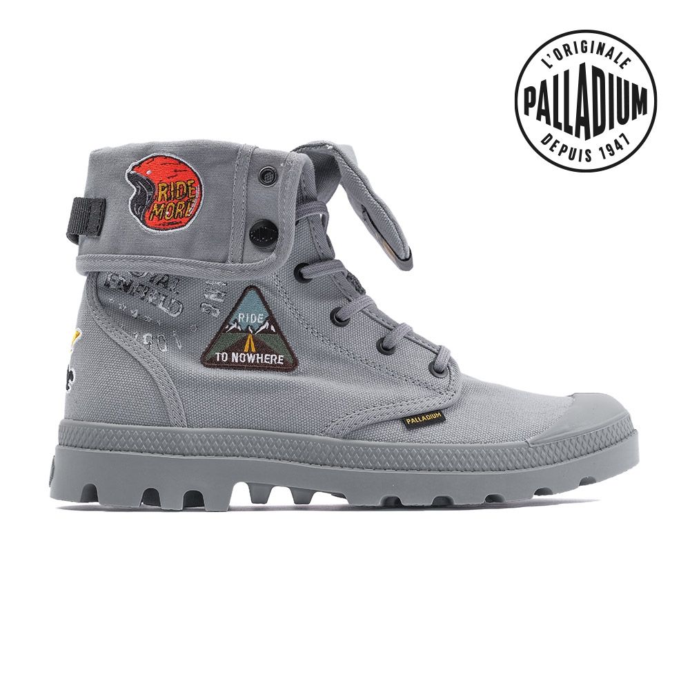 PALLADIUM BAGGY HIMALAYAN 皇家恩菲爾德聯名經典反折軍靴/休閒鞋-男鞋/女鞋-灰藍 (灰色系)