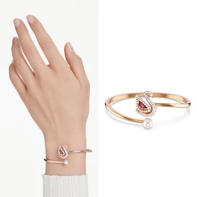 SWAROVSKI 施華洛世奇 Swan 天鵝優雅律動 紅色水晶手環 618限定禮遇 送禮推薦-S/玫瑰金 5734988
