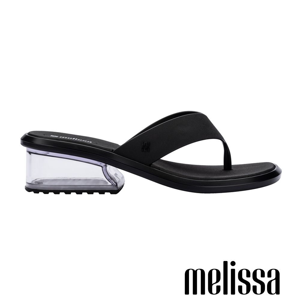 Melissa-簡約寬帶中方跟夾腳拖鞋-黑色