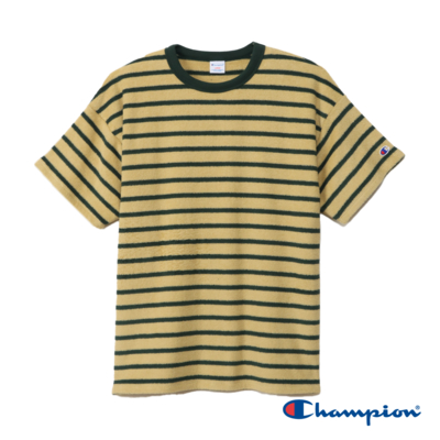 Champion 官方直營-男款 休閒條紋 毛圈布 短TEE (黃x綠)