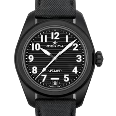 ZENITH 真力時 PILOT飛行員系列陶瓷三針皮革腕錶(49.4000.3620/21.I001)x40mm